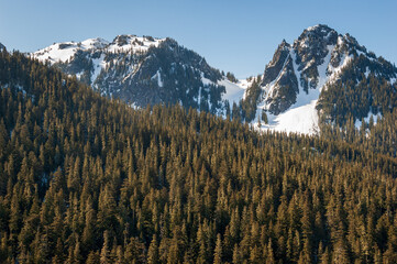 Winter View of Snow Covered Rainier Mount Rainier National in Washington State