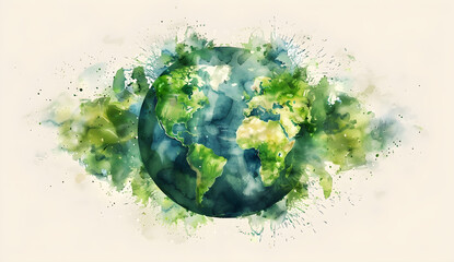 A vibrant watercolor painting of planet Earth, symbolizing the natural world and environmental conservation.