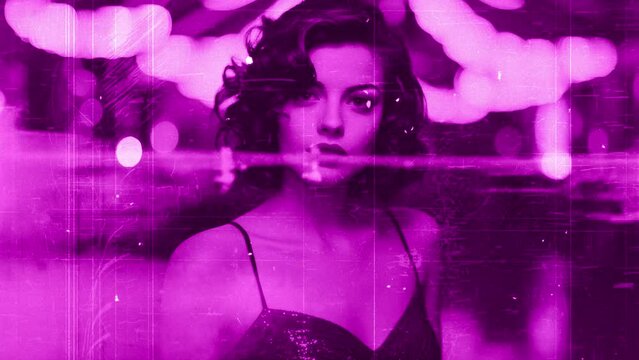 beautiful woman in cabaret disco bar setting with 1950s film star elegence created with generative AI	