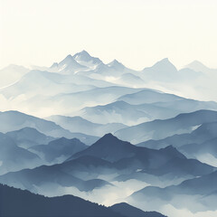 "Majestic Mountain Ranges Enveloped in Morning Fog, Serene Nature Landscape"

