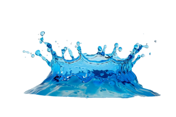 Blue water splash isolate white background.