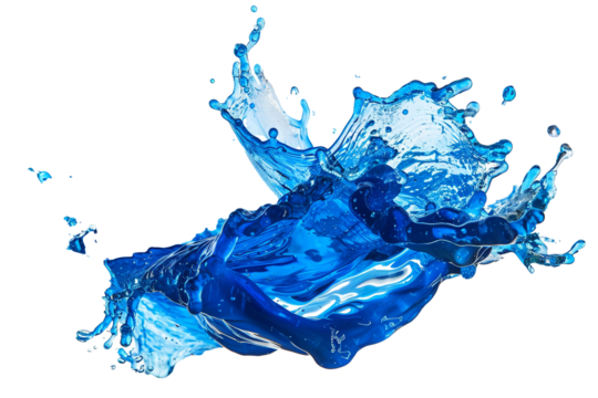 Blue water splash isolate white background.