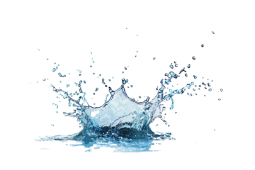 Blue water splash isolate white background.