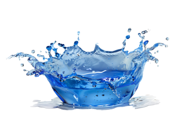 Blue water splash isolate white background.