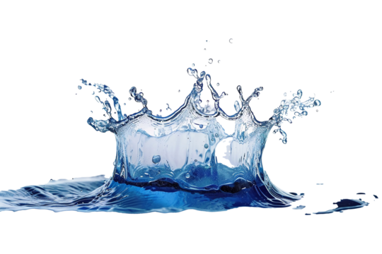 Blue water splash isolate white background.