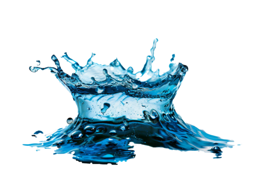 Blue water splash isolate white background.