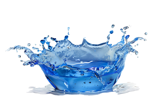 Blue water splash isolate white background.