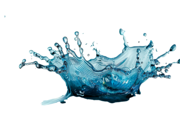 Blue water splash isolate white background.