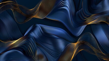 Digital black gold metal curve lines abstract poster web page PPT background - obrazy, fototapety, plakaty