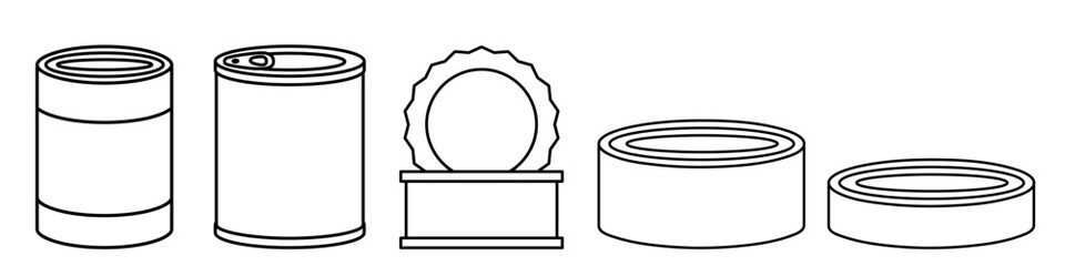 Tin icon vector set. Canned food illustration sign collection. Long lasting food symbol or logo.