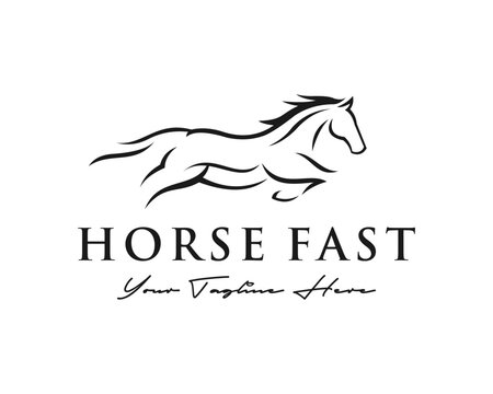 vector simple line fast horse logo