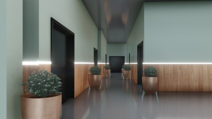 Diseño interior de pasillo de una residencia 