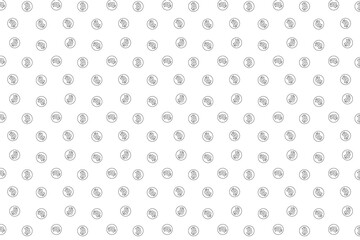 Seamless abstract pattern. Bitcoin in a circle. Fantasy ornament. Black outline on a white background. Flyer design, advertising background, fabric, clothing.