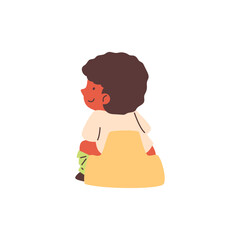 Flat illustration of a little girl on a potty sitting with her back turned.