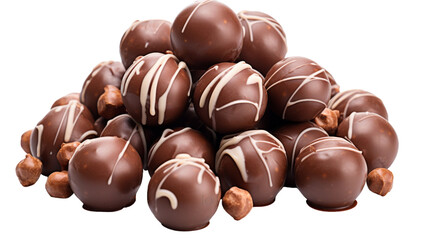 Obraz premium A tempting stack of rich chocolates topped with crunchy nuts, creating a mouthwatering treat