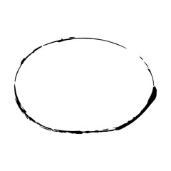 Frame ellipse, grunge oval outline border shape icon, decorative doodle element for design in vector illustration
