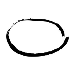 Frame ellipse, grunge oval outline border shape icon, decorative doodle element for design in vector illustration
