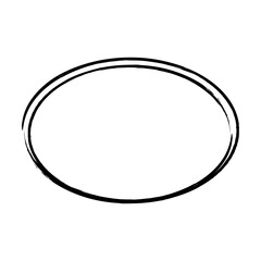 Frame ellipse, grunge oval outline border shape icon, decorative doodle element for design in vector illustration
