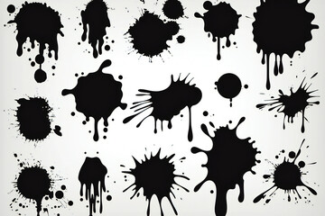 Black ink splashes set, graphic element
