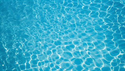 A close-up of the rippling and sparkling water surface of the pool seen from directly above. 真上から見た一面の波打って輝くプールの水面のクローズアップ - obrazy, fototapety, plakaty