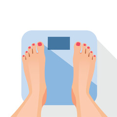 Bare feet female standing on weight scale. - 773858016