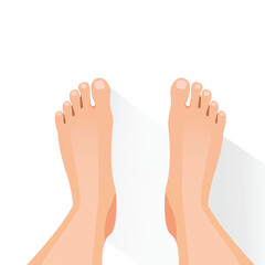 Female feet stand on the floor top view - 773858205