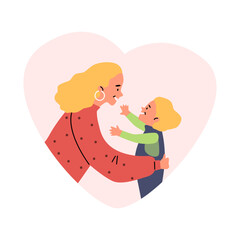 Mother-child loving moment vector illustration