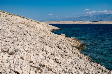 Rocky Coast of Mediterranean Sea in Croatia during summer season