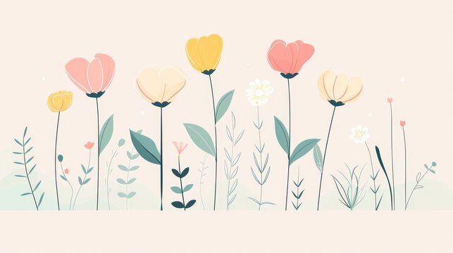 Warm Blossoms - Minimalistic Flower Wallpaper