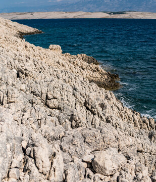 Rocky Coast of Mediterranean Sea in Croatia during summer season