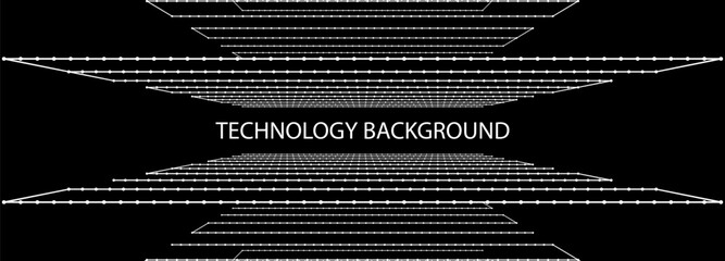 Technology background. Vector perspective grid. Detailed lines forming an abstract background. Network of bright points and lines. Big data. Digital background.