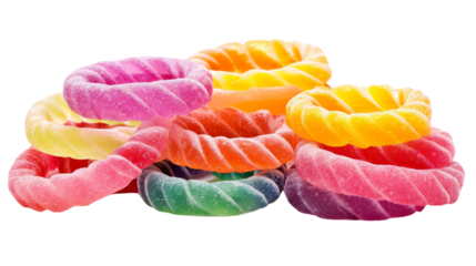 Colorful rings in various sizes and hues, intertwining on a bright white background