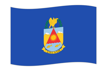 Waving flag of Department of Ancash, administrative division of Peru. Vector illustration.
