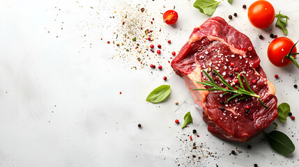 fresh raw rib eye steaks on white background - obrazy, fototapety, plakaty