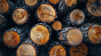 Fototapeta premium Stack of Logs in Forest