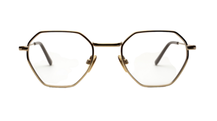 A stylish pair of glasses resting elegantly on a pure white background