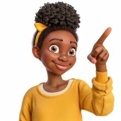black young woman pointing finger up in 3d isolated