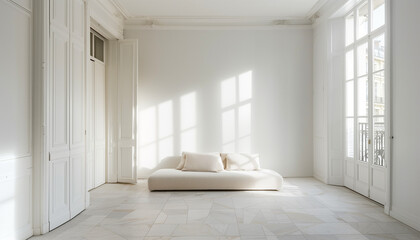 Elegant Parisian style appartment with hight ceilings and parquet floor, generative ai, interior design