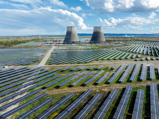 Trino, Italy : from nuclear power to photovoltaics: a solar power plant has been built on an area...