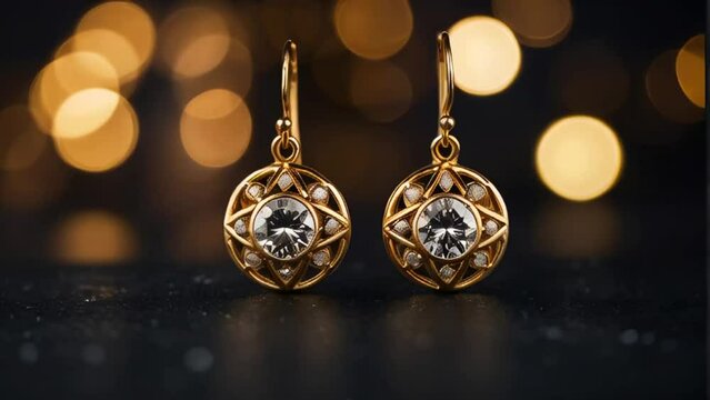 chic gold earrings on a dark background