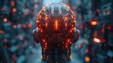 Advanced Robotic Head with Illuminated Circuitry