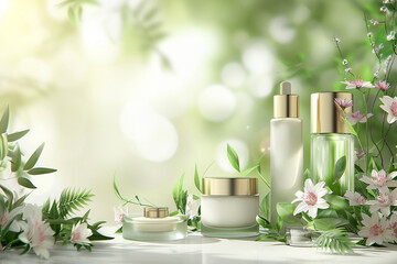 Banner ad for beauty products realistic background.