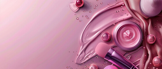 Banner ad for beauty products realistic background.