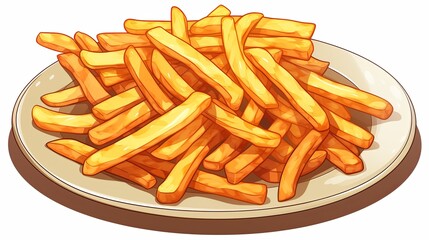 Plate of greasy French fries, realistic, high-definition details - obrazy, fototapety, plakaty