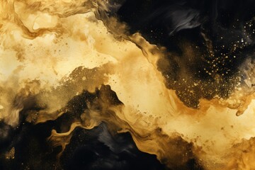Fototapeta na wymiar Gold dark watercolor abstract background 