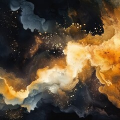 Gold dark watercolor abstract background 