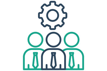 development icon. people with gear. icon related to action plan, business. line icon style. business element illustration