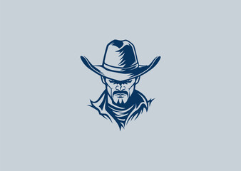 Cowboy logo design vector icon flat illustration