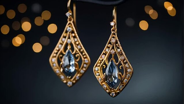 chic gold earrings on a dark background