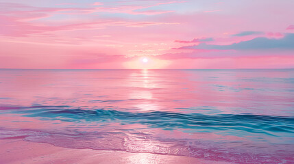 Beautiful pink sunset over sea